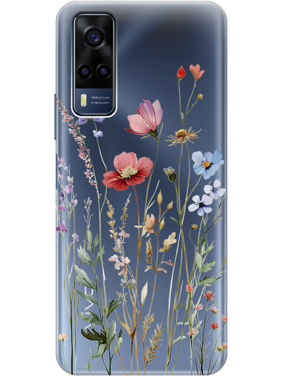 

Силиконовый чехол на Vivo Y31 / Y53s 4G / Y51 2020 с принтом "Милые цветочки" прозрачный, Прозрачный;зеленый;красный, 743438323