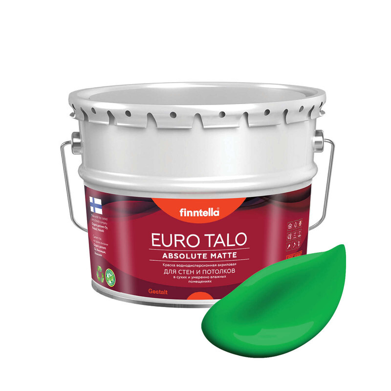 

Краска EURO TALO, NIITTY луговой зеленый, 9л, экстраматовая EURO TALO FlatMatte для гостиной и спальни