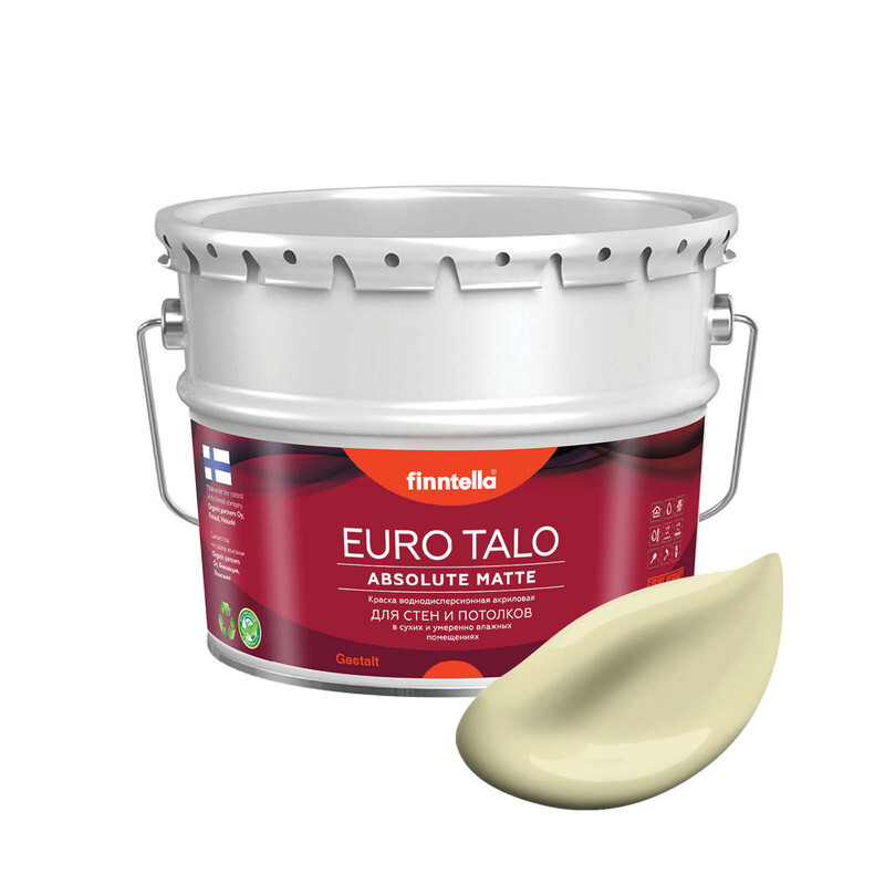 

Краска EURO TALO, цвет COCKTAIL, 9л, Желтый, экстраматовая EURO TALO FlatMatte для гостиной и спальни