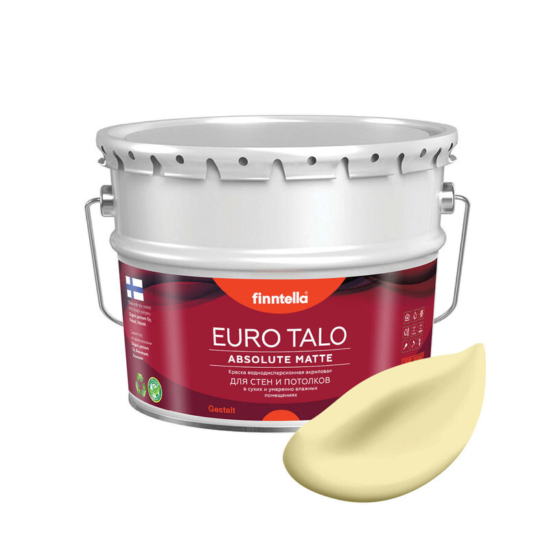 

Краска EURO TALO, цвет SАDE, 9л, Желтый, экстраматовая EURO TALO FlatMatte для гостиной и спальни