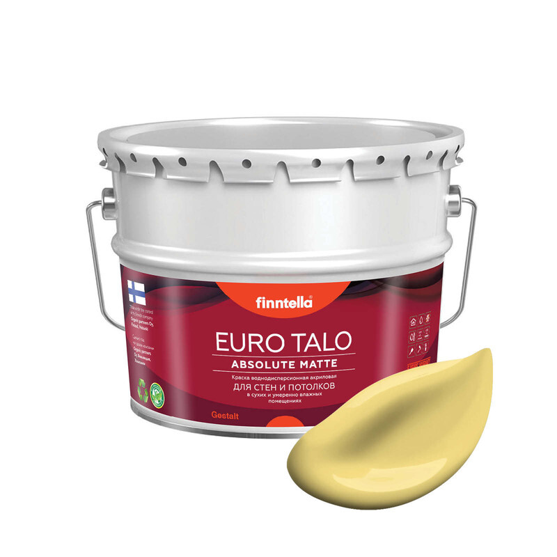 

Краска EURO TALO, цвет MAISSI, 9л, Желтый, экстраматовая EURO TALO FlatMatte для гостиной и спальни