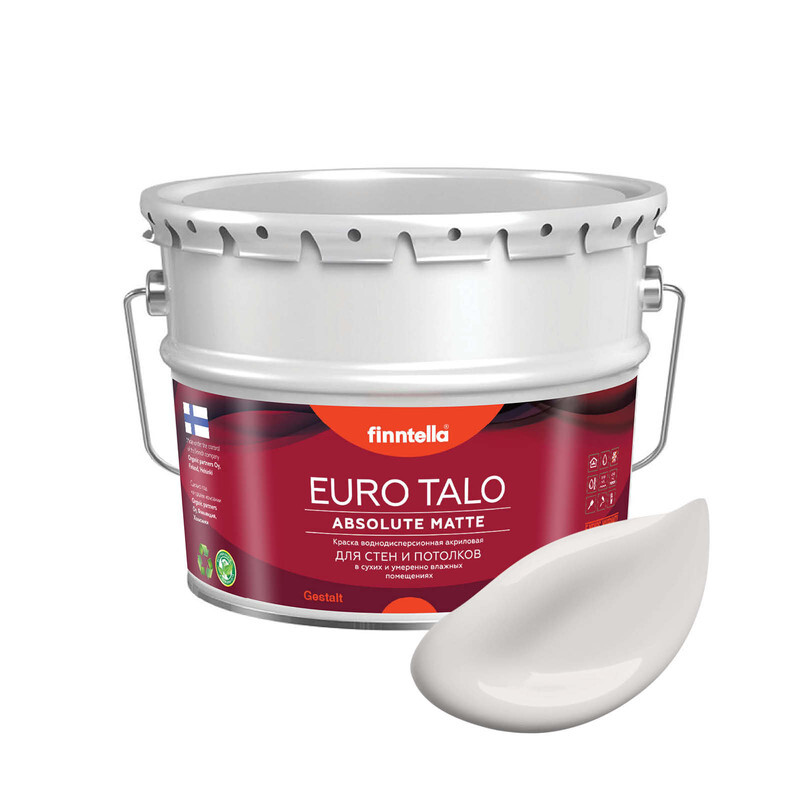 

Краска EURO TALO, цвет HOYRYA, 9л, Белый, экстраматовая EURO TALO FlatMatte для гостиной и спальни