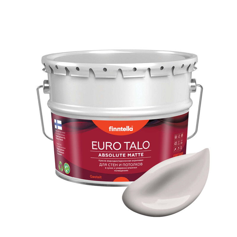

Краска EURO TALO, цвет LILJA, 9л, Розовый, экстраматовая EURO TALO FlatMatte для гостиной и спальни