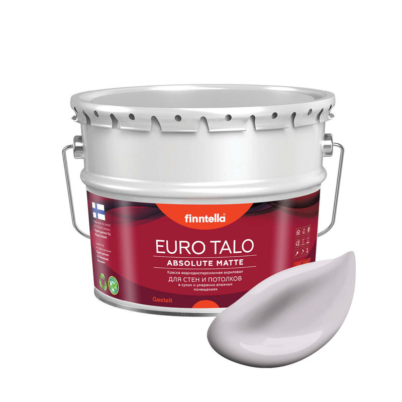 

Краска EURO TALO, цвет HELMI, 9л, Розовый, экстраматовая EURO TALO FlatMatte для гостиной и спальни