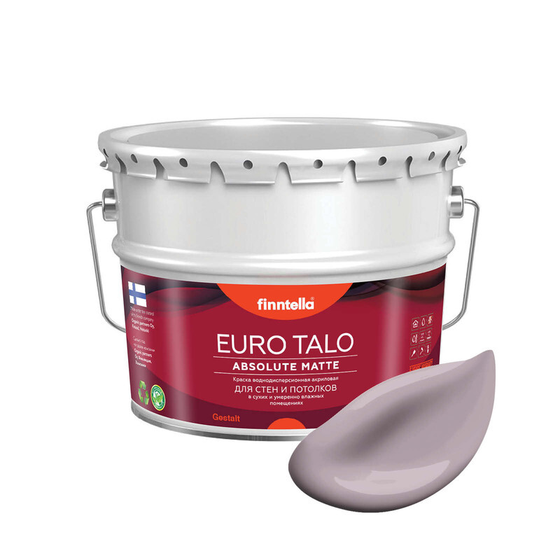 

Краска EURO TALO, цвет METTА, 9л, Серый, экстраматовая EURO TALO FlatMatte для гостиной и спальни