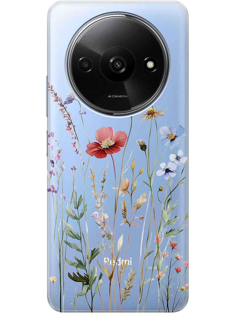 

Силиконовый чехол на Xiaomi Redmi A3 / Poco C61 с принтом "Милые цветочки" прозрачный, Прозрачный;зеленый;красный, 780484023