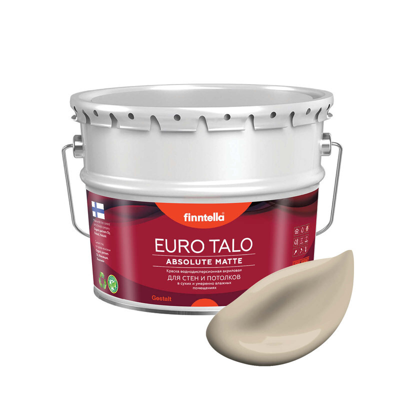 

Краска EURO TALO, цвет KENTTА, 9л, Бежевый, экстраматовая EURO TALO FlatMatte для гостиной и спальни