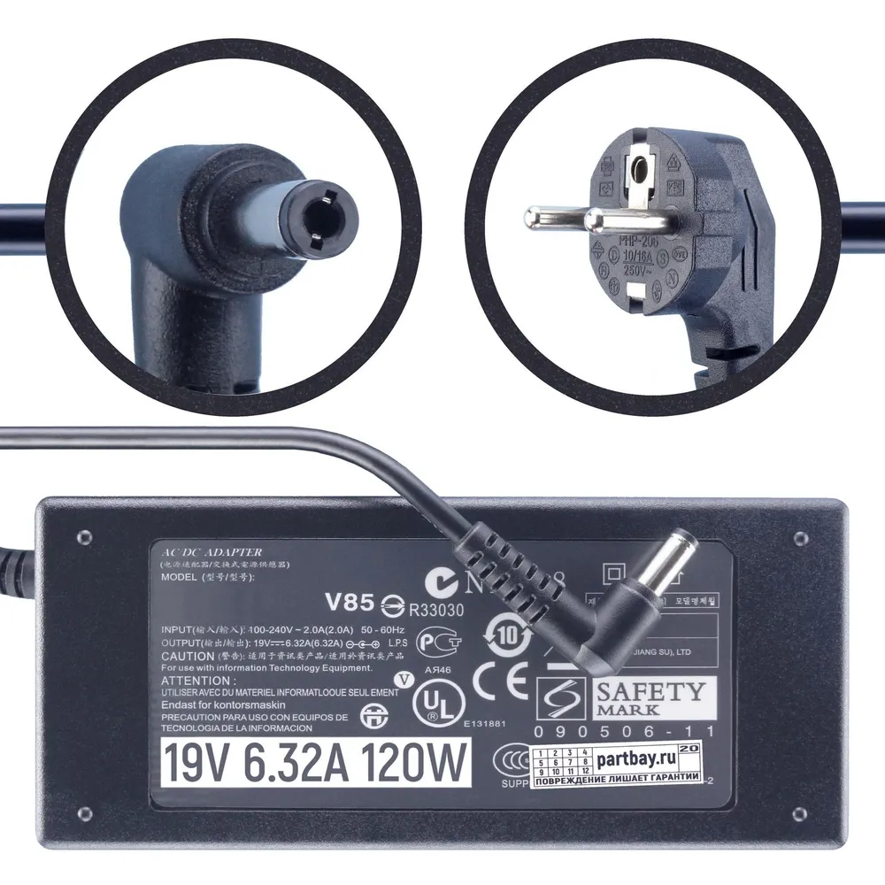 

Блок питания для ноутбука Asus G50VT 19V 6.32A 5.5x2.5mm 120W, Черный