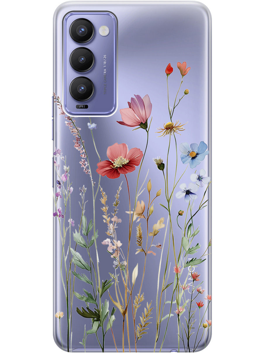 

Силиконовый чехол на Tecno Camon 18 / 18P с принтом "Милые цветочки" прозрачный, Прозрачный;зеленый;красный, 741735923