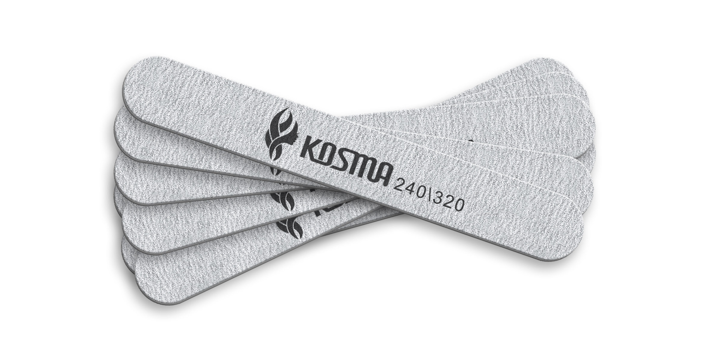 Набор пилка KOSMA прямая маленькая серая 240/320 пластиковая основа 50 шт.