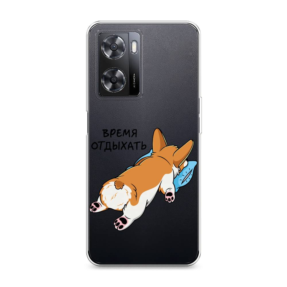 

Чехол на Oppo A57 4G "Корги отдыхает", Черный;коричневый;голубой, 2511950-1