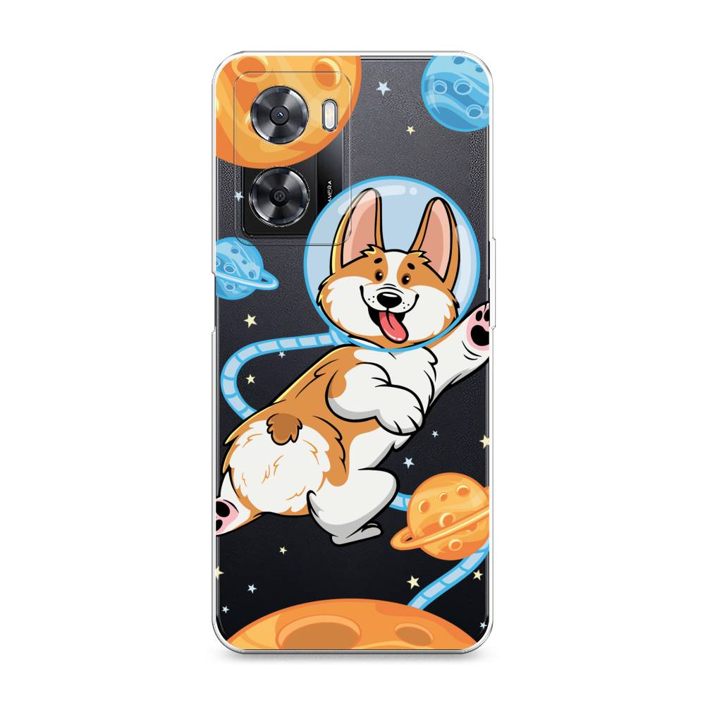 

Чехол на Oppo A57 4G "Корги-космонавт", Голубой;бежевый;белый, 2511950-1