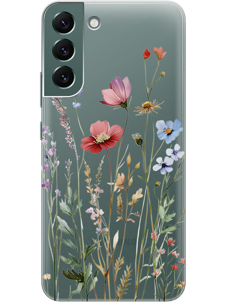 

Силиконовый чехол на Samsung Galaxy S22+ с принтом "Милые цветочки" прозрачный, Прозрачный;зеленый;красный, 735250023