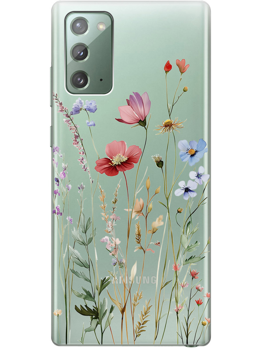

Силиконовый чехол на Samsung Galaxy Note 20 с принтом "Милые цветочки" прозрачный, Прозрачный;зеленый;красный, 723276323