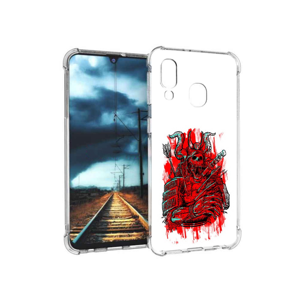 

Чехол MyPads Tocco для Samsung Galaxy A40 красный скелет воин (PT128655.504.413), Прозрачный, Tocco