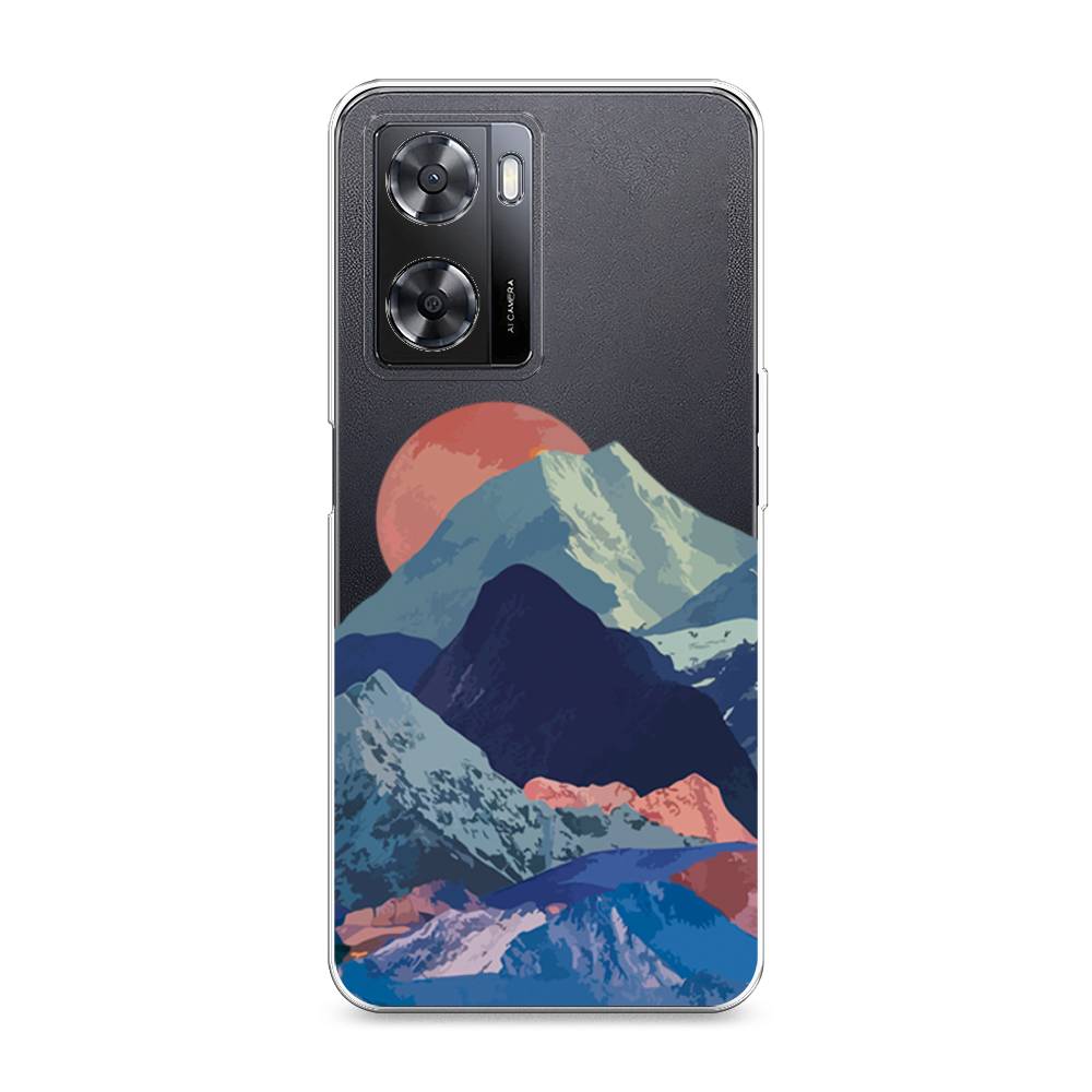

Чехол на Oppo A57 4G "Закат в снежных горах", Красный;серый;голубой, 2511950-2