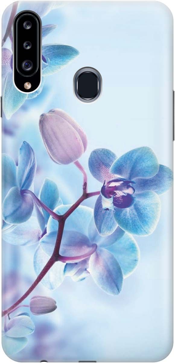 

Силиконовый чехол на Samsung Galaxy A20s с принтом "Синий цветок на синем", Голубой;синий, 380