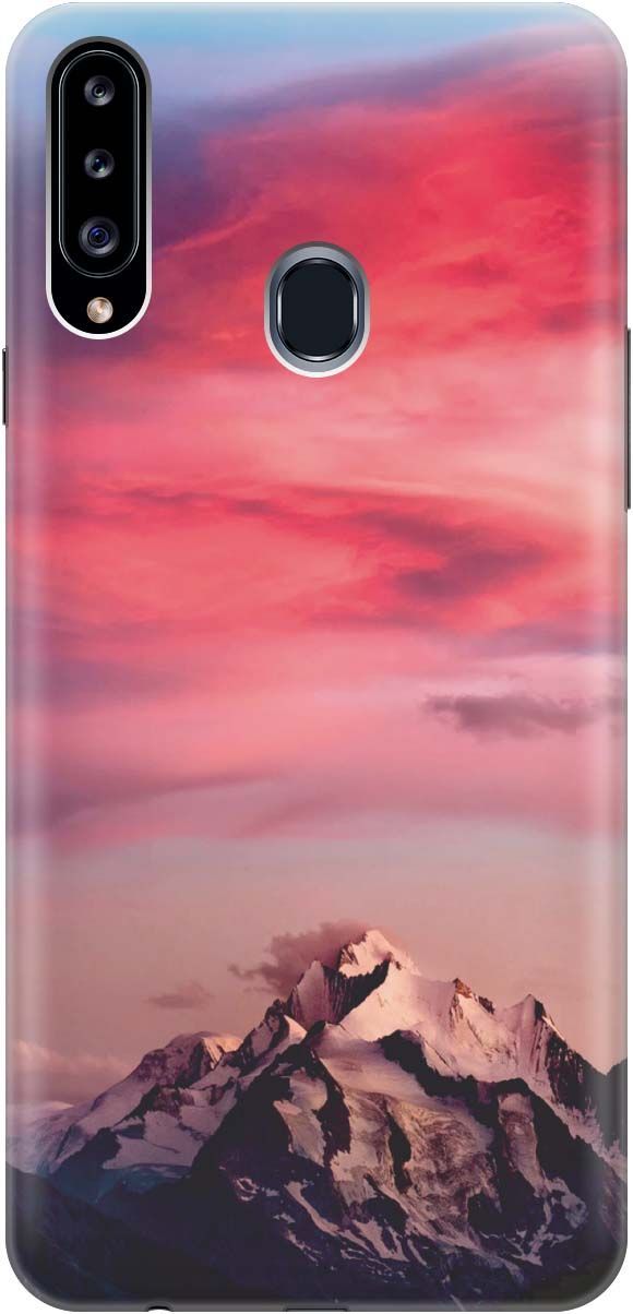 

Силиконовый чехол на Samsung Galaxy A20s с принтом "Горы и небо", Коричневый;розовый, 380