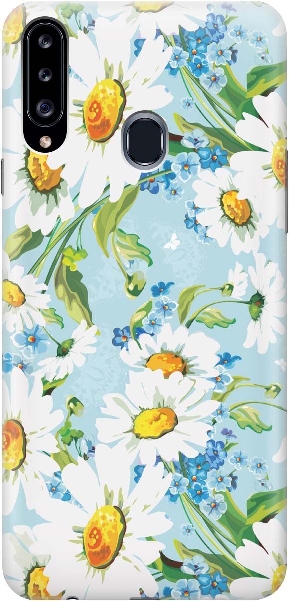

Силиконовый чехол на Samsung Galaxy A20s с принтом "Поле ромашек", Белый;голубой, 379