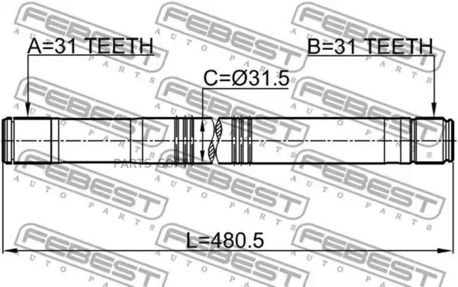 

FEBEST Полуось правая 31x480x31 FEBEST 2112-TT9