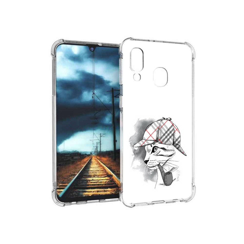 Чехол MyPads Tocco для Samsung Galaxy A40 кошка с трубкой (PT128655.504.405)