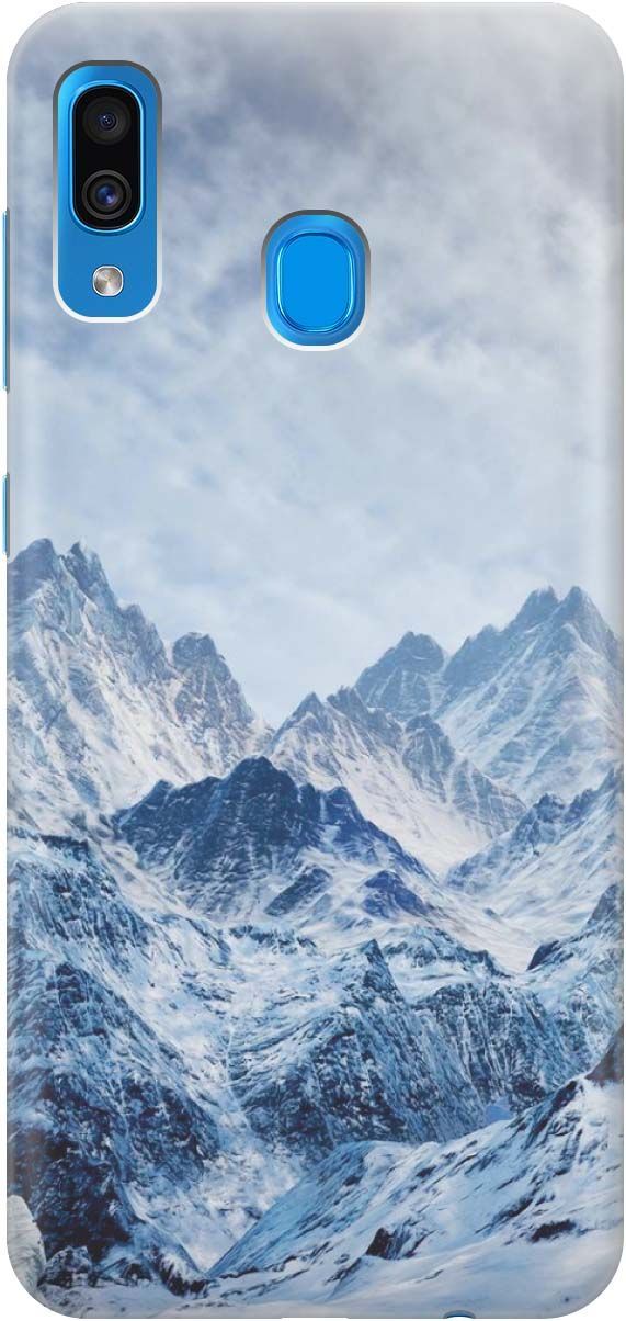 

Силиконовый чехол на Samsung Galaxy A20/A30 с принтом "Снежные горы", Белый;голубой, 378
