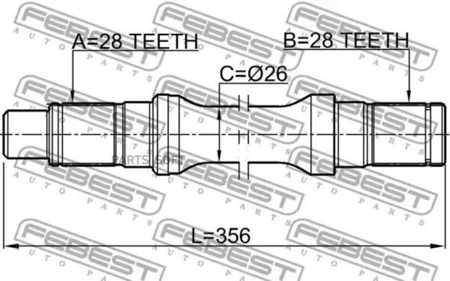 

FEBEST Полуось левая 28x356x28 FEBEST 0512-BT50LH