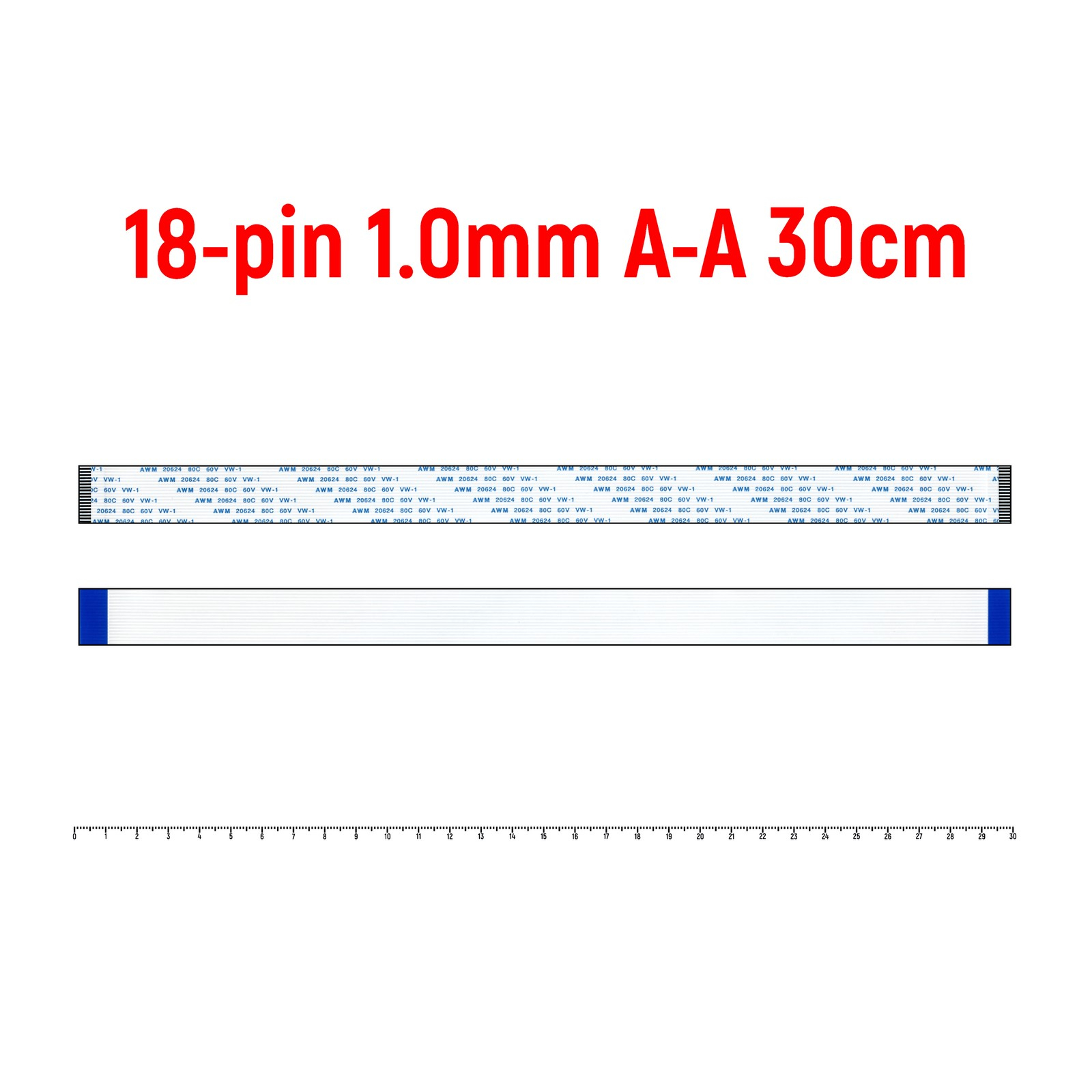 

Шлейф OEM FFC 18-pin Шаг 1.0mm Длина 30cm Прямой