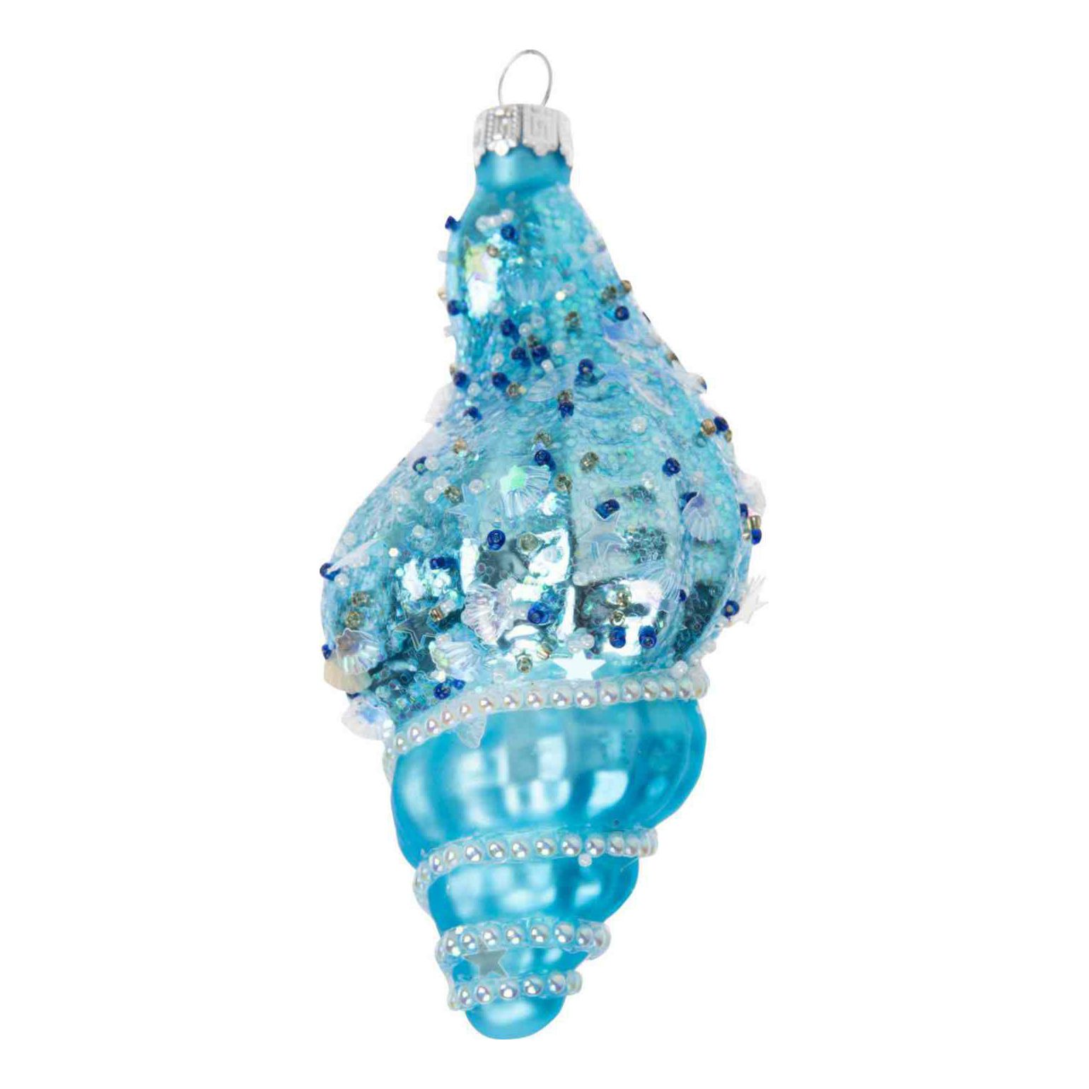 

Елочная игрушка Ракушка синяя 12,8 см, Белый;голубой