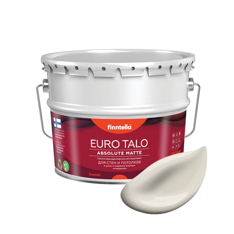 

Краска EURO TALO, цвет KUISKAUS, 9л, Бежевый, экстраматовая EURO TALO FlatMatte для гостиной и спальни