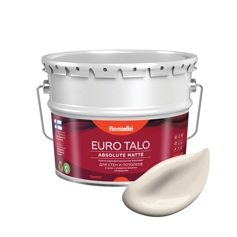 

Краска EURO TALO, цвет SAMPPANJA, 9л, Бежевый, экстраматовая EURO TALO FlatMatte для гостиной и спальни