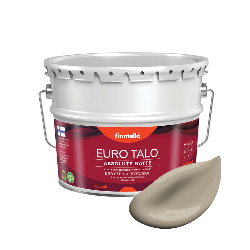 

Краска EURO TALO, цвет TAOS, 9л, Бежевый, экстраматовая EURO TALO FlatMatte для гостиной и спальни