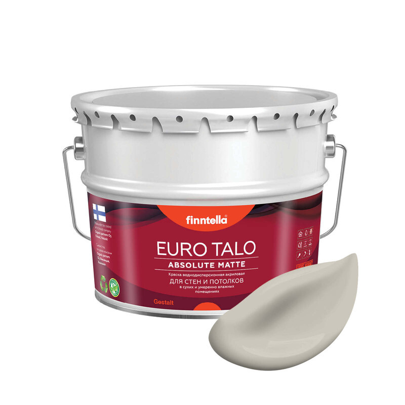 

Краска EURO TALO, цвет SANSA, 9л, Бежевый, экстраматовая EURO TALO FlatMatte для гостиной и спальни