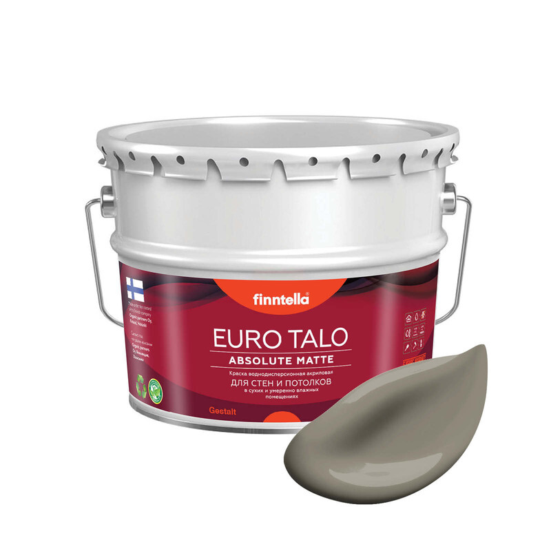 

Краска EURO TALO, цвет MAA, 9л, Коричневый, экстраматовая EURO TALO FlatMatte для гостиной и спальни