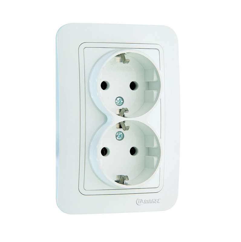 

Розетка 2-м СП Lillium 16А IP20 с заземл. бел./бел. MAkel 70082, Белый