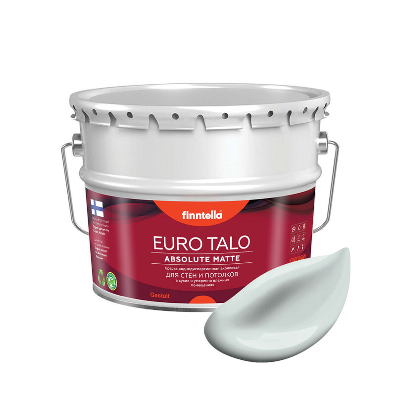 

Краска EURO TALO, цвет ISLANTI, 9л, Серый, экстраматовая EURO TALO FlatMatte для гостиной и спальни