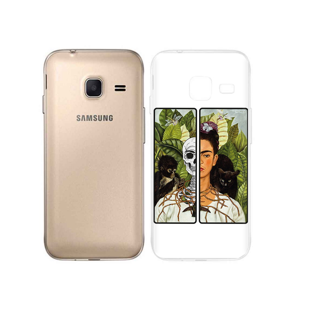 

Чехол MyPads Tocco для Samsung Galaxy J1 mini сдвоенная картинка девушка скелет, Tocco