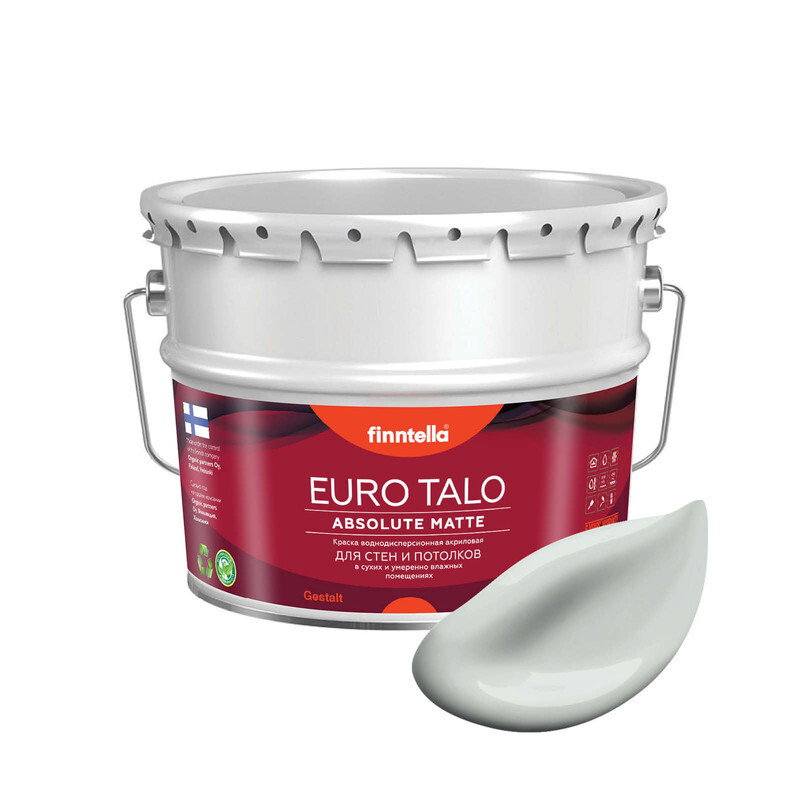 

Краска EURO TALO, цвет SUMU, 9л, Серый, экстраматовая EURO TALO FlatMatte для гостиной и спальни