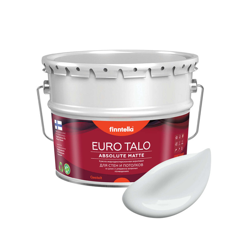 

Краска EURO TALO, цвет PLATINUM, 9л, Серый, экстраматовая EURO TALO FlatMatte для гостиной и спальни