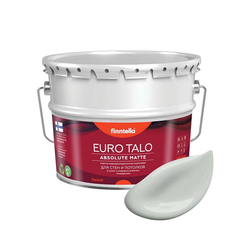 

Краска EURO TALO, цвет TUHKA, 9л, Серый, экстраматовая EURO TALO FlatMatte для гостиной и спальни