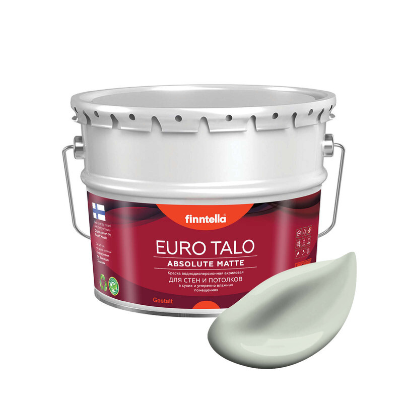 

Краска EURO TALO, цвет PINNATTU, 9л, Серый, экстраматовая EURO TALO FlatMatte для гостиной и спальни