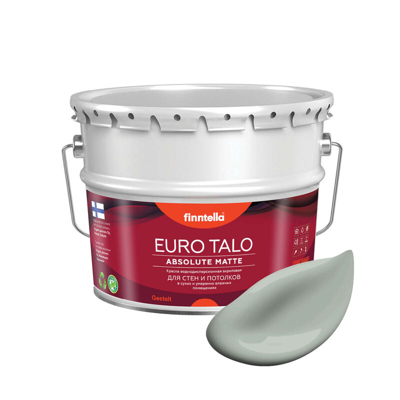 

Краска EURO TALO, цвет PОLY, 9л, Серый, экстраматовая EURO TALO FlatMatte для гостиной и спальни