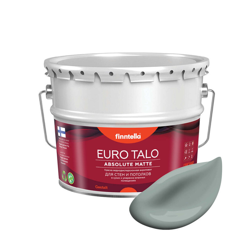 

Краска EURO TALO, цвет SAMMAL, 9л, Зеленый, экстраматовая EURO TALO FlatMatte для гостиной и спальни