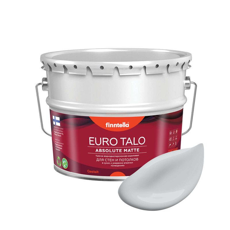 

Краска EURO TALO, цвет PIKKUKIVI, 9л, Зеленый, экстраматовая EURO TALO FlatMatte для гостиной и спальни