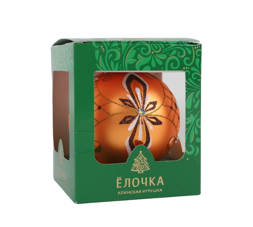 

Ёлочный шар оранжевый, 95 мм, Елочка, С 2005-оранж