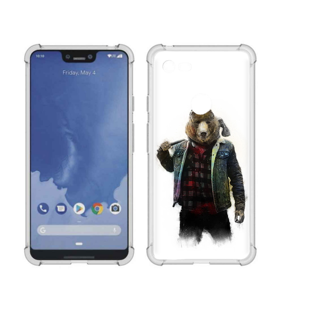 Чехол MyPads Tocco для Google Pixel 3 XL медведь с топором