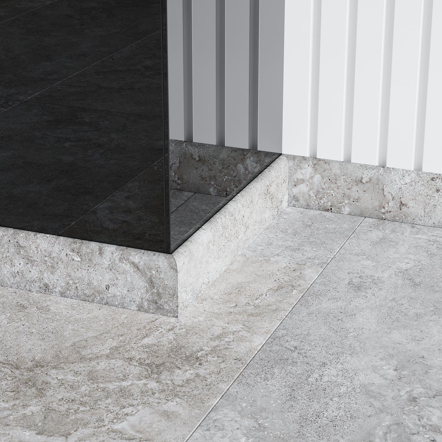 

Плинтус GoodWay, M60 GWG-01, 2400х60х12 мм, гранит Крит, Серый, Skirting 60
