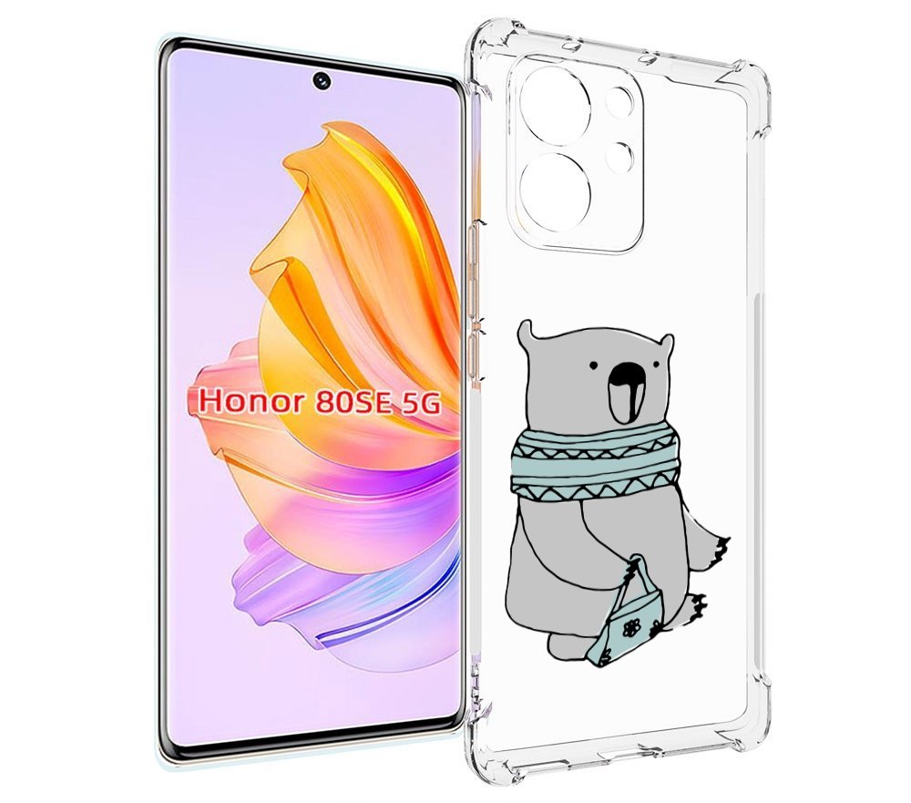 

Чехол MyPads Модный медведь для Honor 80 SE, Прозрачный, Tocco