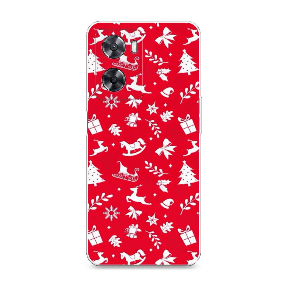 

Чехол на Oppo A57 4G "Красный новогодний фон", Красный;белый, 2511950-5