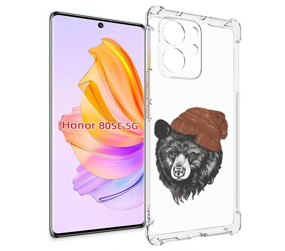 

Чехол MyPads Медведь в шапке 2 для Honor 80 SE, Прозрачный, Tocco
